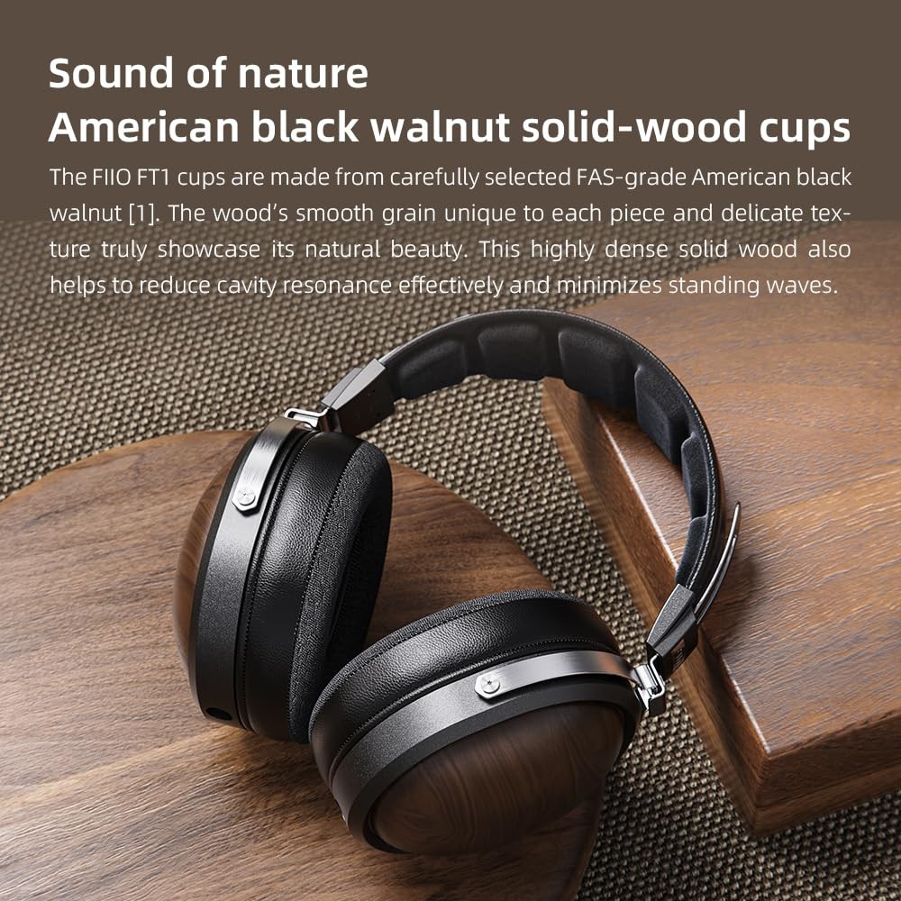FT1 32Ω Large Dynamic Driver Headphones with Solid Wood Cups