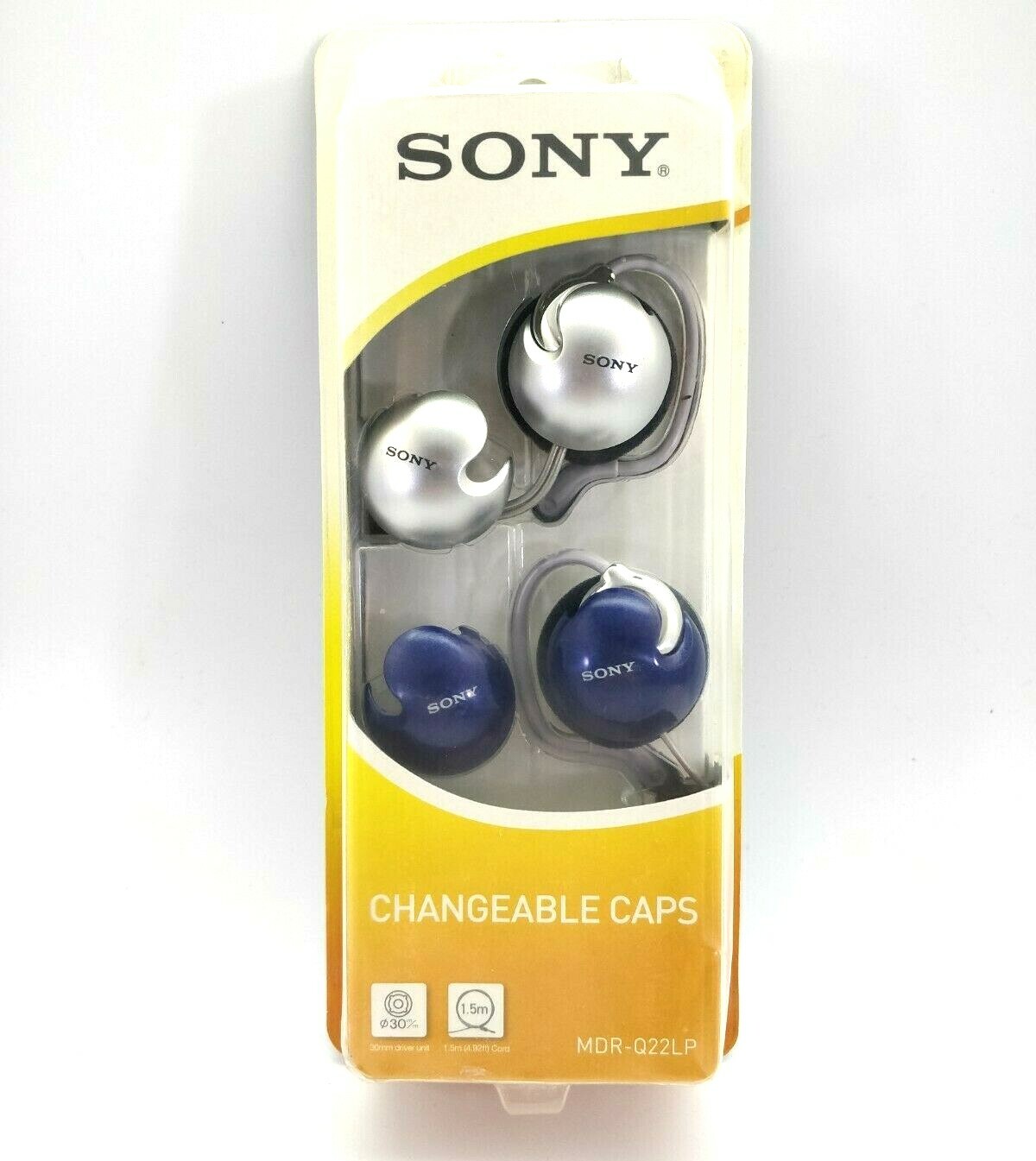 Sony MDR-Q22LP/SQ1 Stereo Headphones with Changeable Caps Blue Silver NOS