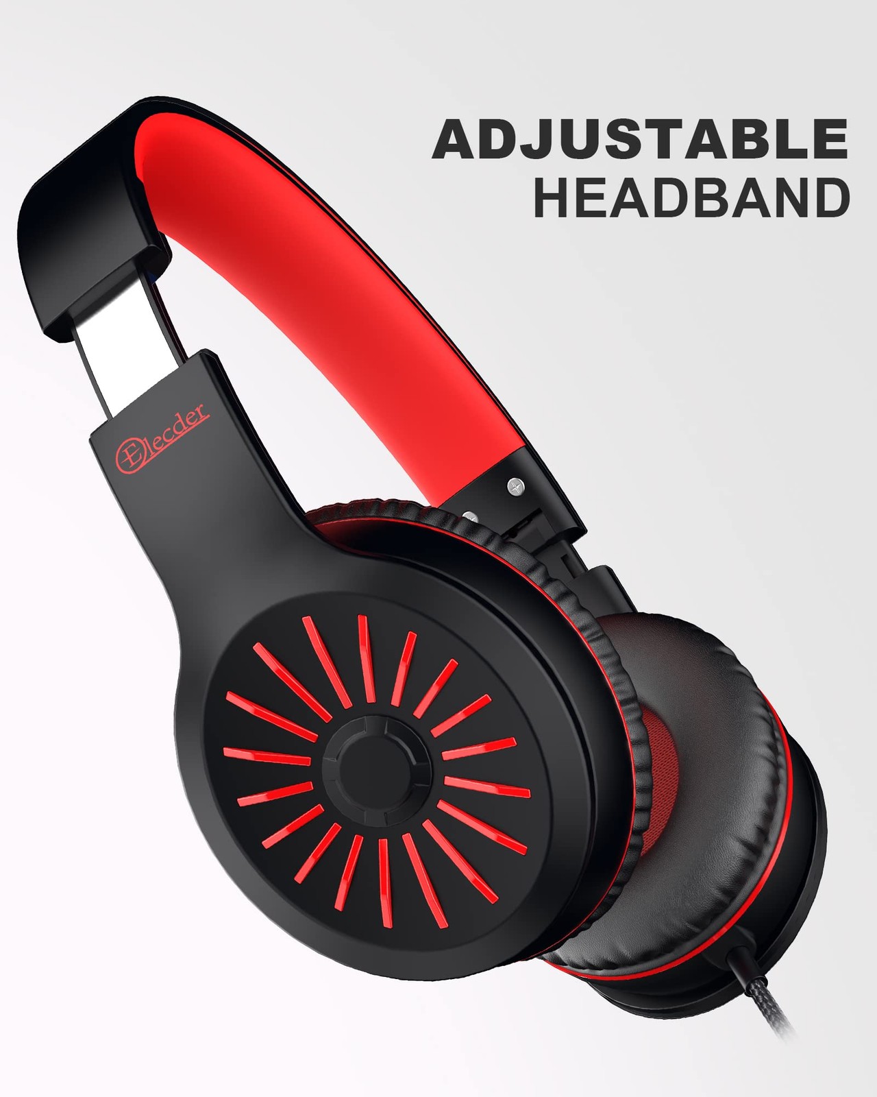 Kids Wired OnEar Headphones Foldable 1.5M Cord 3.5mm Aux Jack Red Model i45
