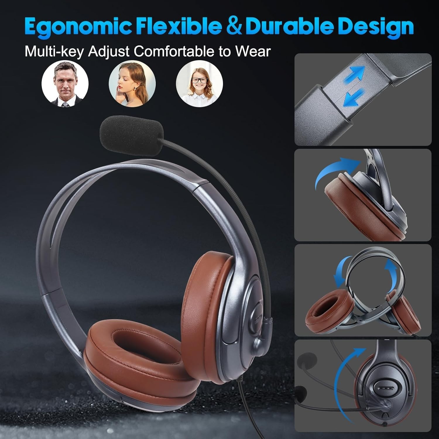 In-Line Control USB-C Headphones for Calls & Dictation