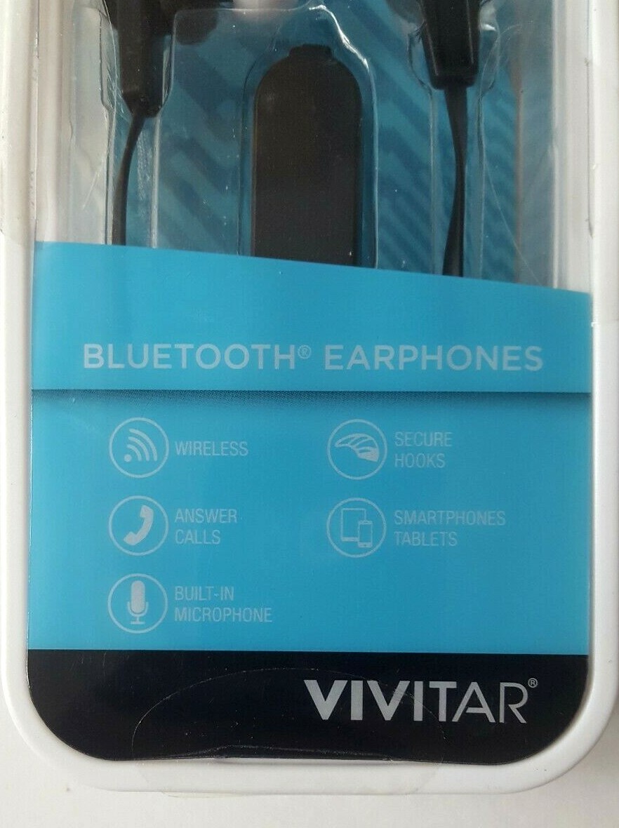 Vivitar Listen Up Bluetooth Earphones / HeadPhones Wireless – NEW Black