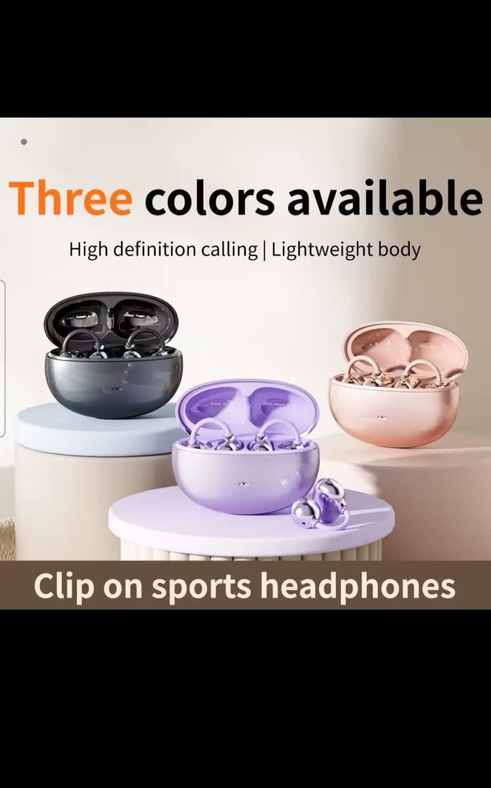 SK50 Wireless Open Ear Headphones Bluetooth 6.0 Ear Clip Mic 36H Battery Life