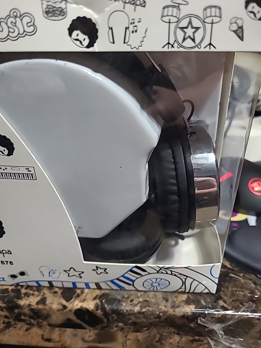 Rockpapa Headphones Model 878 Black White Skulls Plus Extra Set W/no Pads Blue