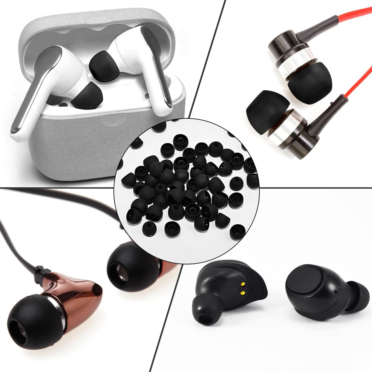 60PCS Earbuds Replacement Tips Silicone, Ear Bud Replacement Pieces Silicone, So
