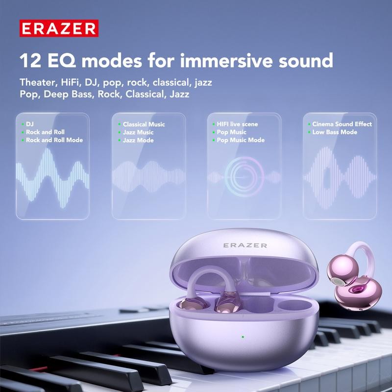 1*ERAZER XF36 Clip-on Wireless Earbuds Bluetooth Headset AI Translator Headphone