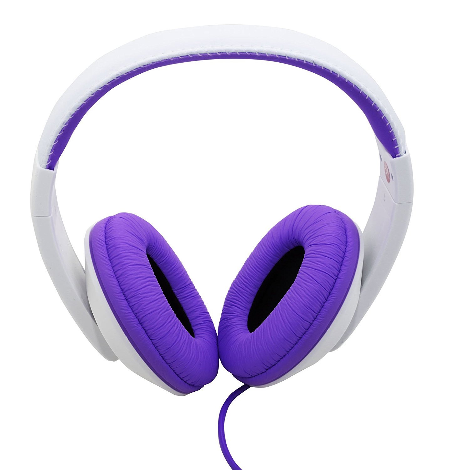 White/Purple Stereo Binaural Headphones 40mm On Ear, Over Head w/ In-Line Mic