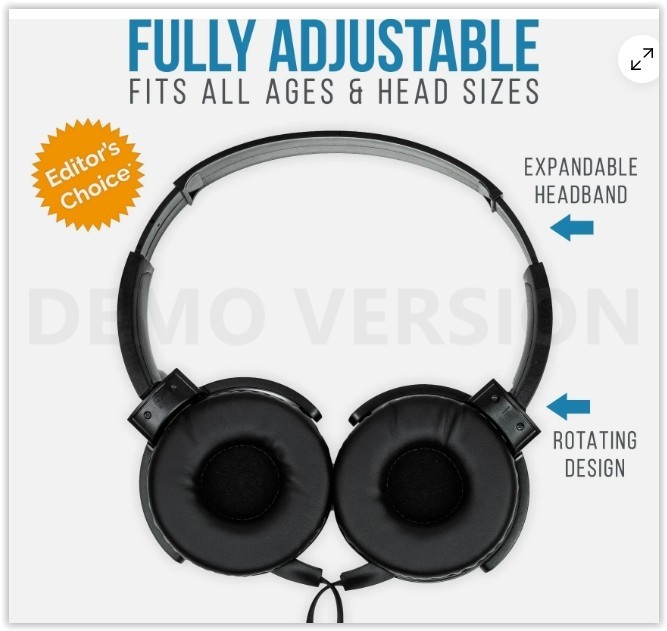 Barks 10 Pack Black Over-Ear Headphones 3.5 plug style for Students and adults