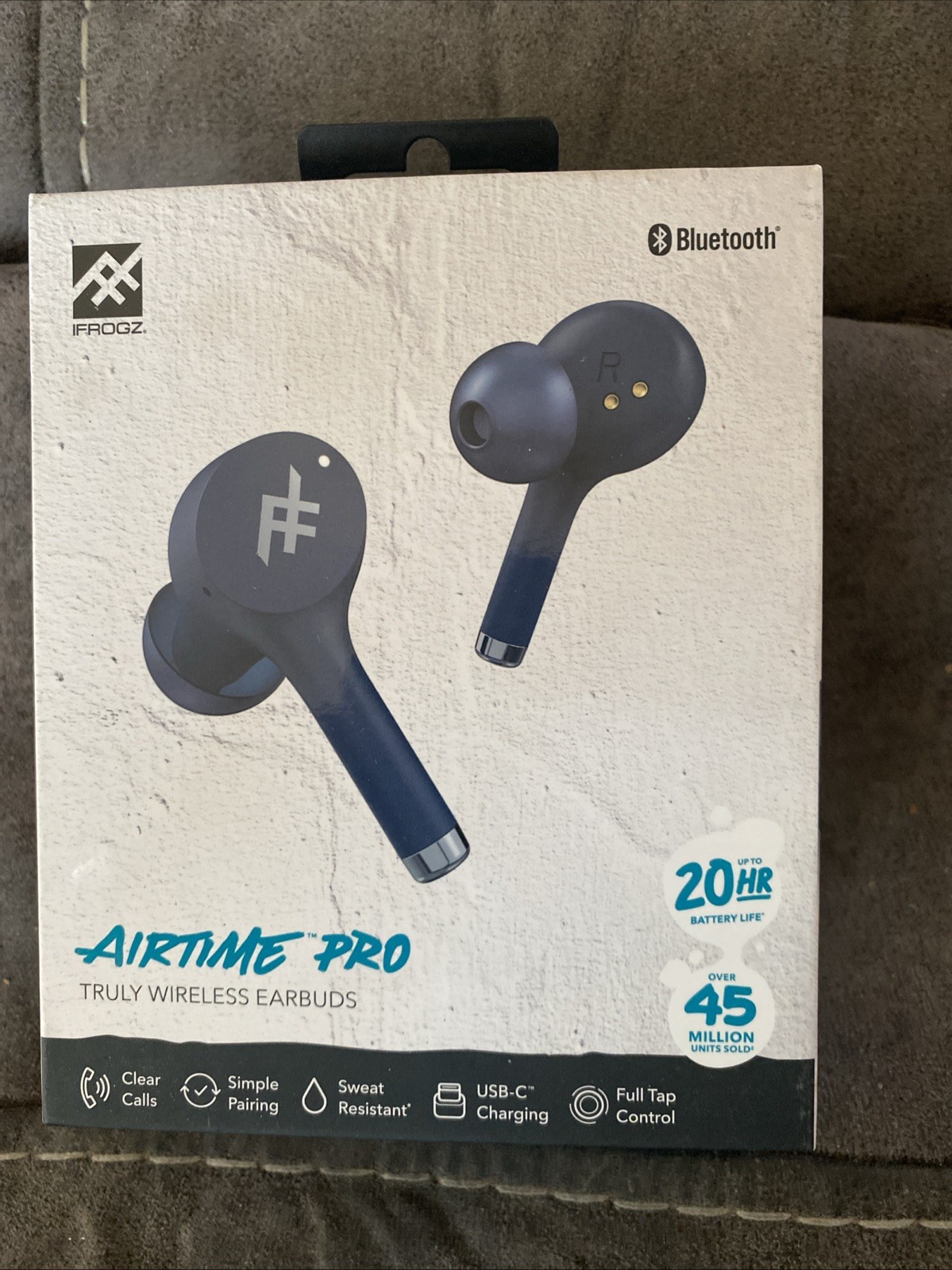 iFrogz AirTime Pro Truly Wireless Earbuds + Charging Case – white/black/blue