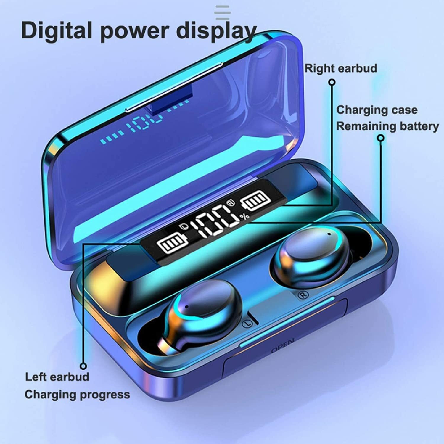 Bluetooth 5.1 Headset True Wireless Earbuds TWS Earphones Headphones +Power Bank