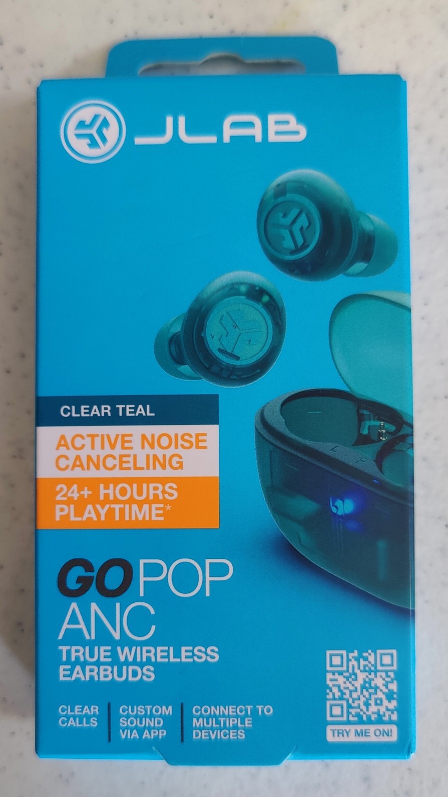 🤗NEW UNOPENED JLab Go Pop True WBluetooth Earbuds Transparent-Teal !!🤗