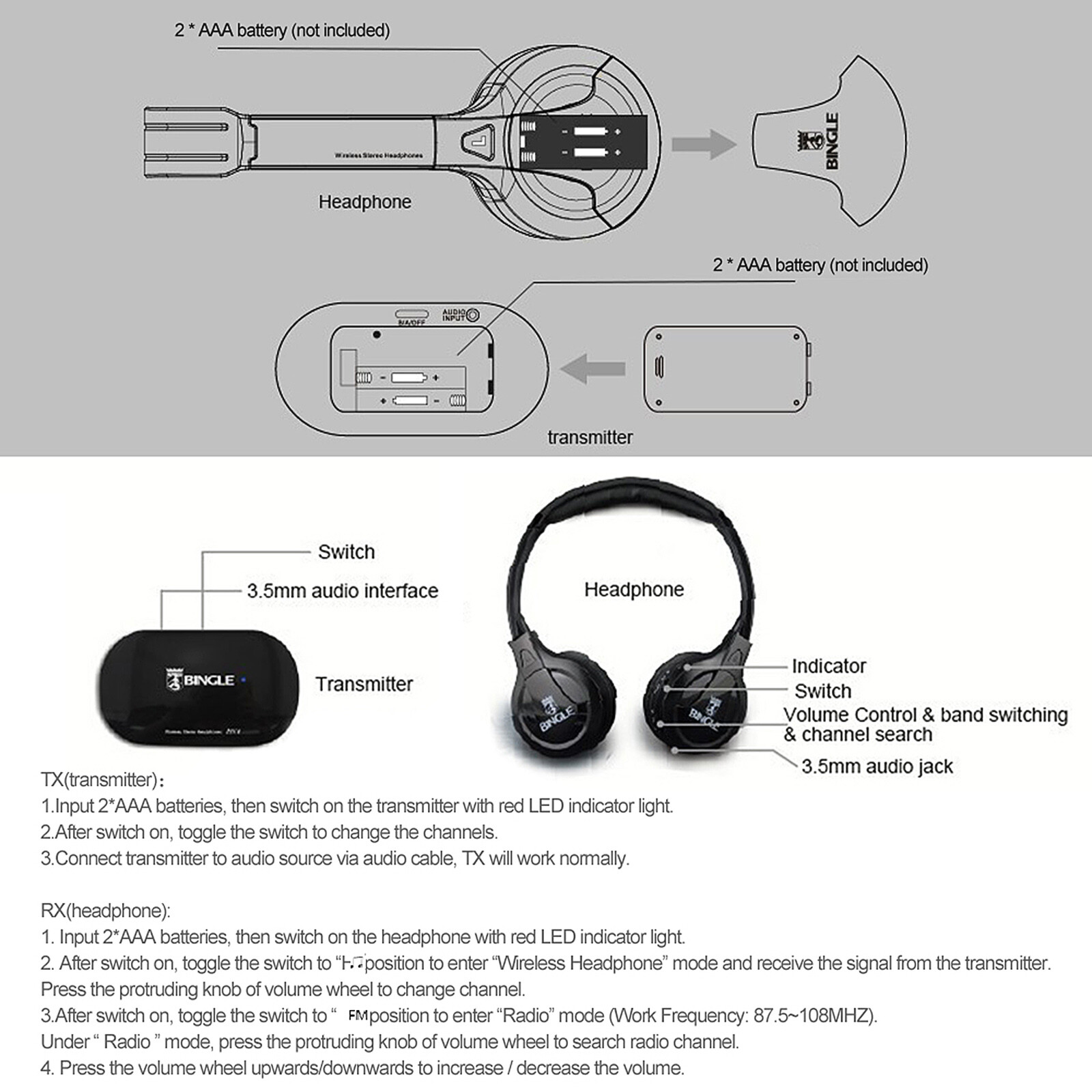 Stereo Headphone Headset Earphone Fr MP3 PC TV Smartphone J6H9