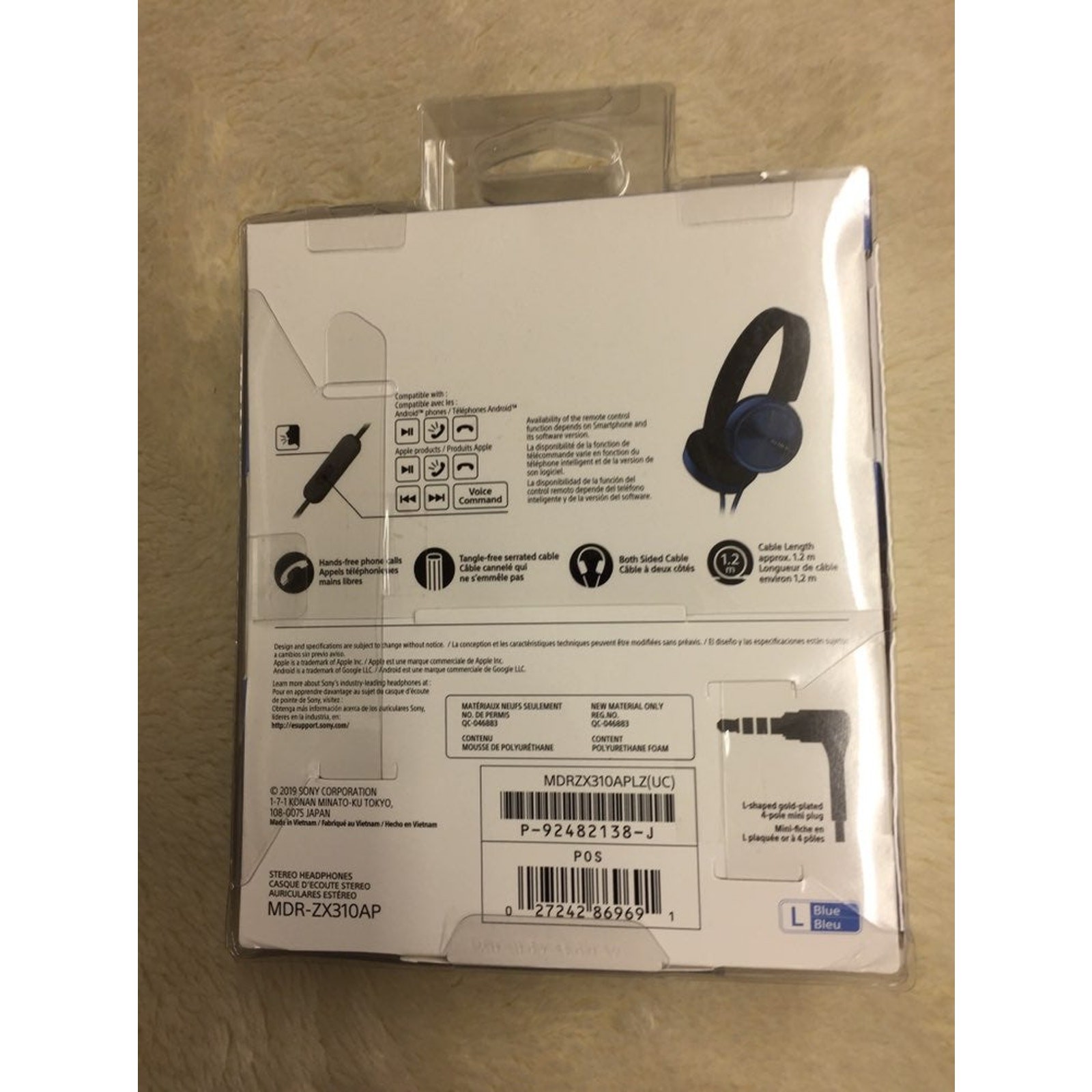 Sony On-the-Ear Wired Headphones- Blue (MDR-ZX310APLZ)