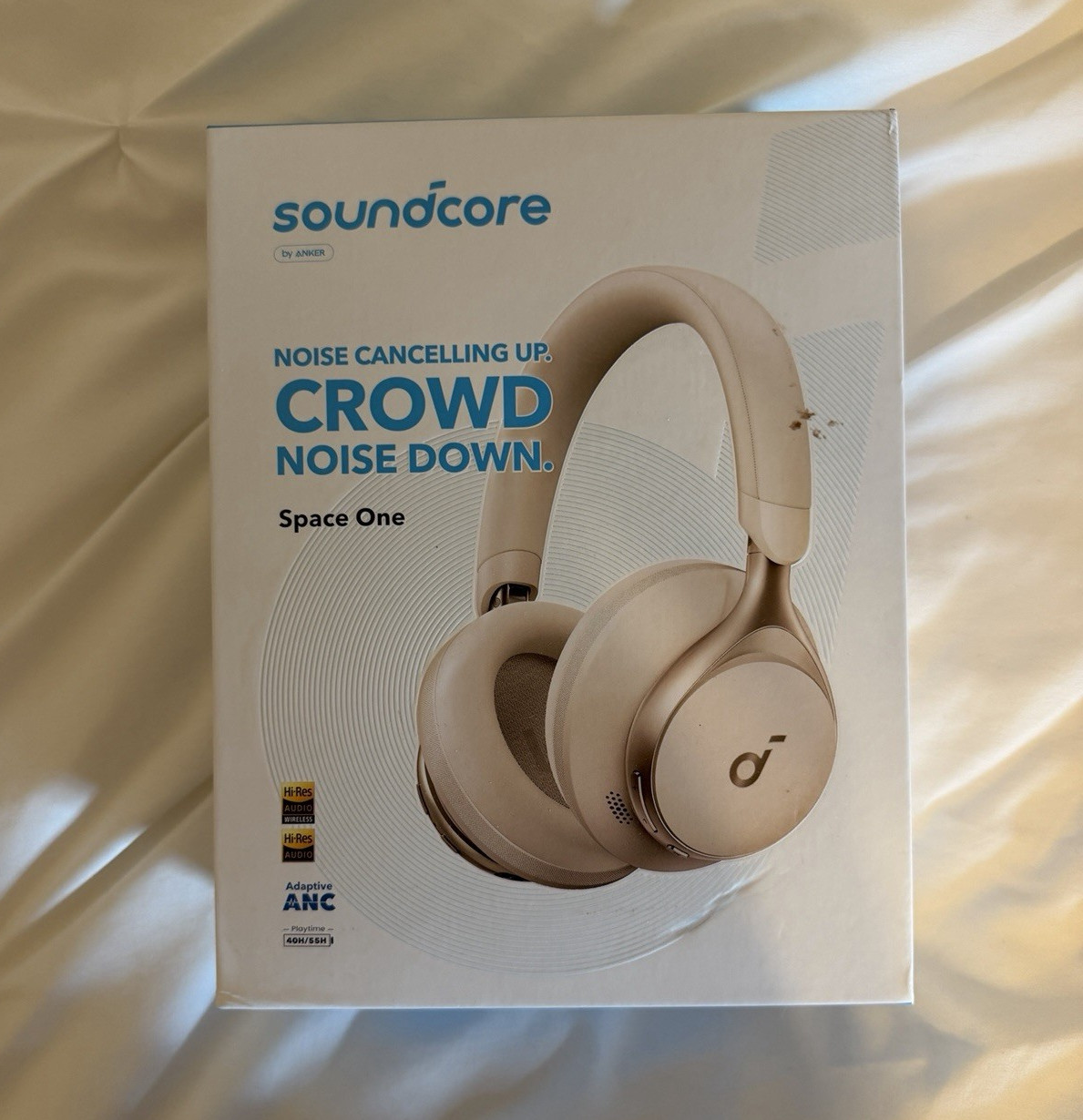 BNWT Soundcore Space One Wireless ANC Over-Ear Headphones, Beige (A3035Z21)