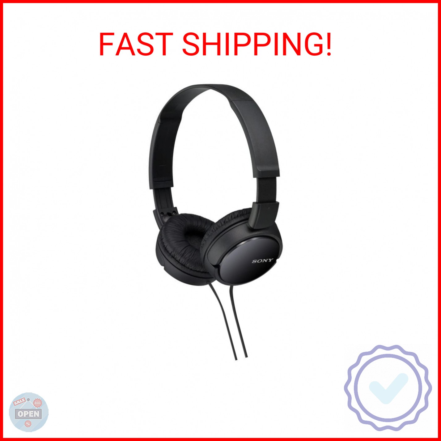 Sony ZX Series Wired On-Ear Headphones, Black MDR-ZX110