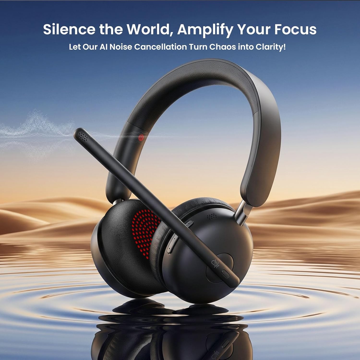 Waxop Wireless Headset Mic USB Dongle Bluetooth 5.3 AI Noise Cancel 65H