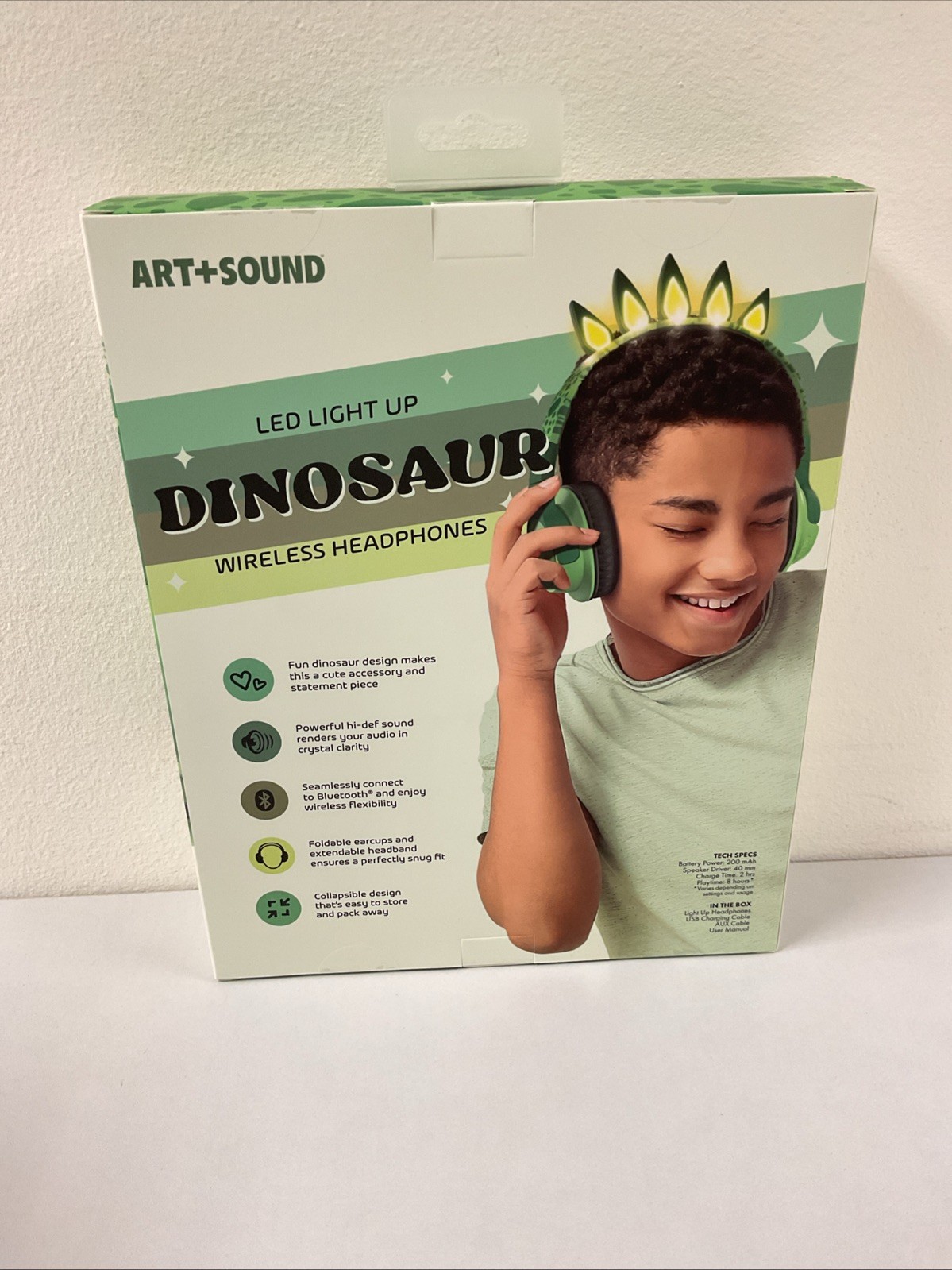 *Art + Sound LED Light Up Dinosaur Wireless Headphones BNIB, G18