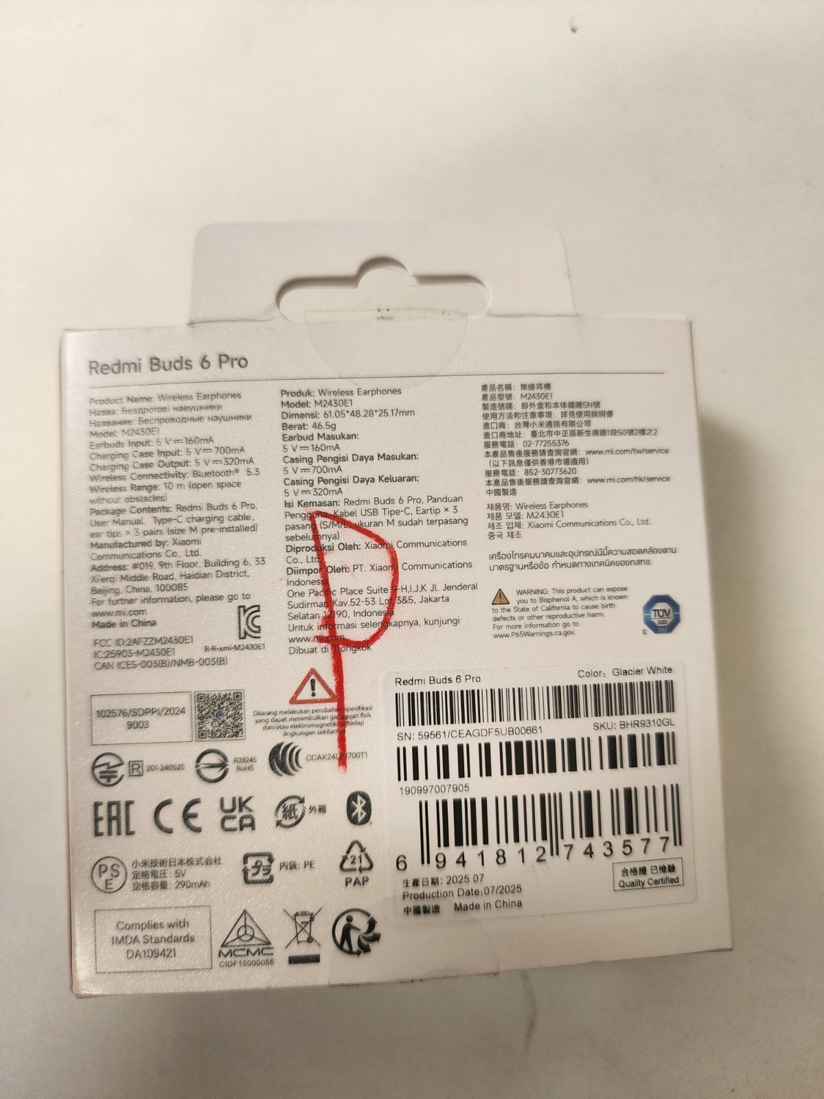 Xiaomi Redmi Buds 6 Pro Wireless Bluetooth Earbuds Hi-Res