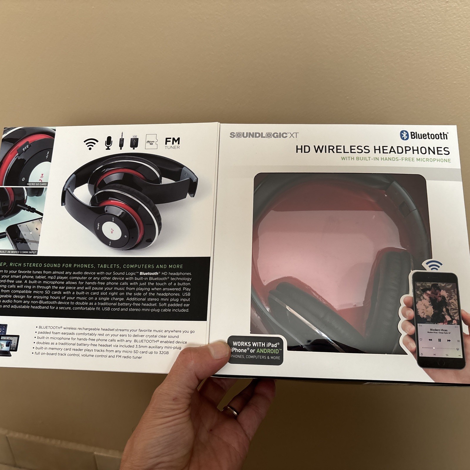 SoundLogic XT Wireless Bluetooth Stereo Headphones With Mic