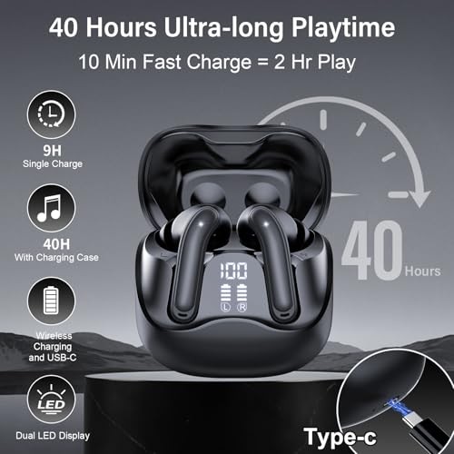 Black Hybrid Earbuds – 6 Mics – Clear Call ENC – Active Noise Canceling