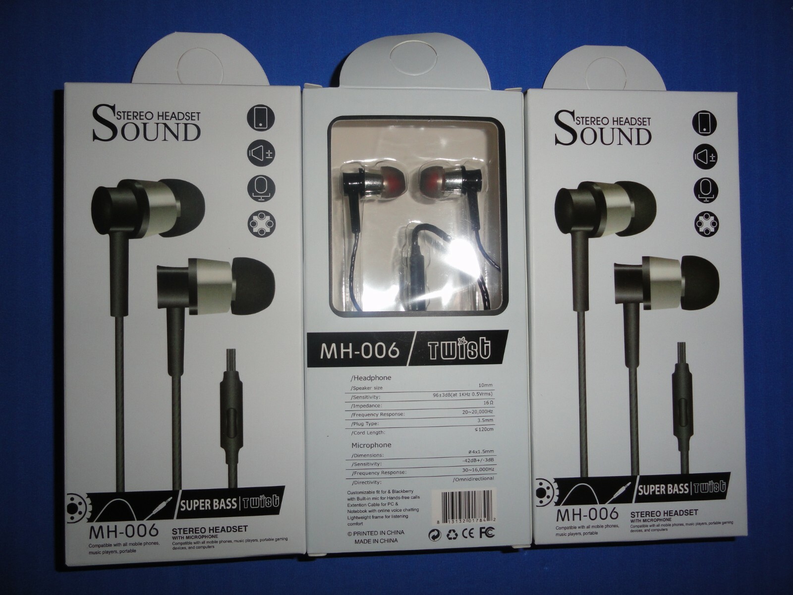 (3x) Universal Mic 3.5mm Wired Headset In-Ear Stereo Headphone Earphone Ear Buds