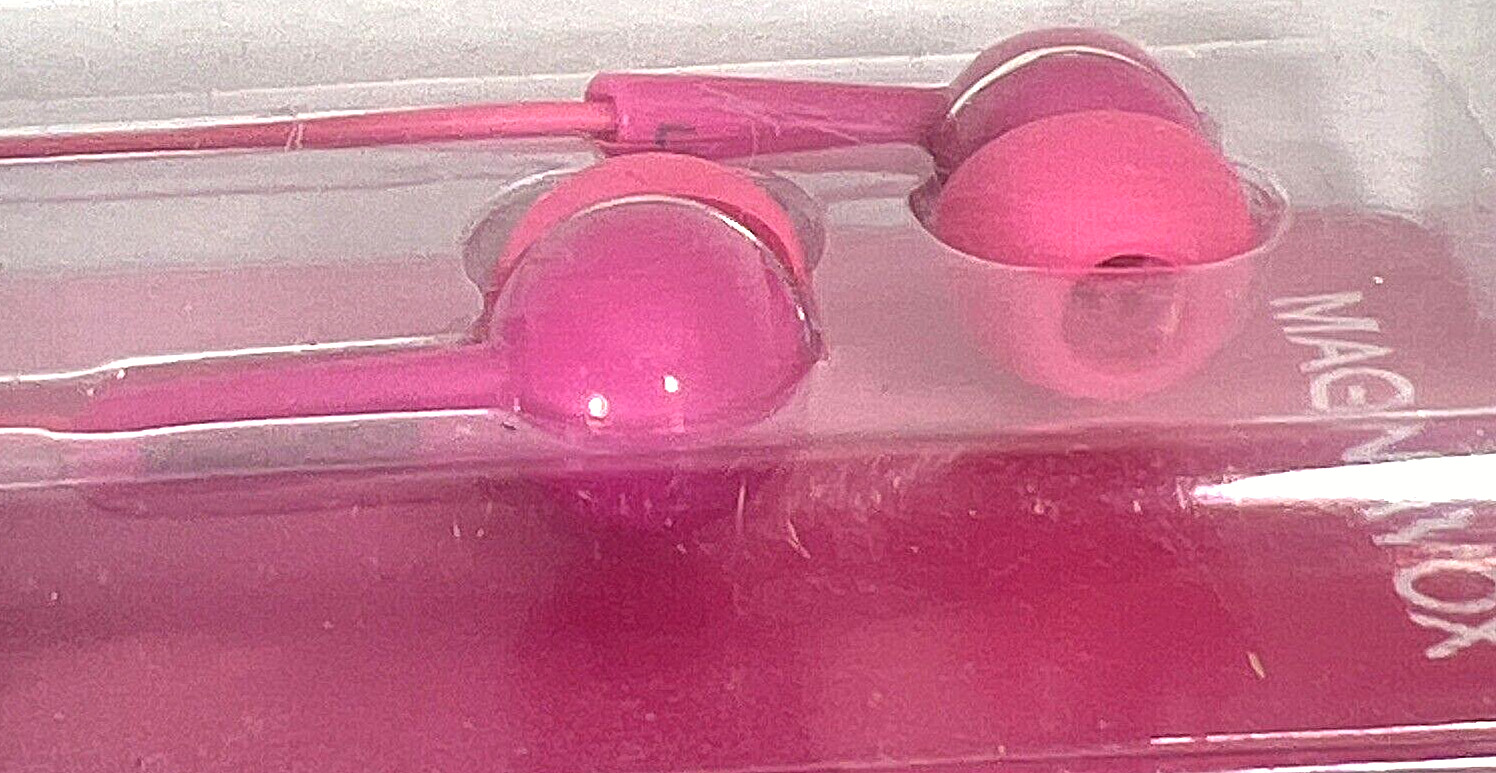 Magnavox Shuffle In Ear Headphones Clear Bass 8.6mm Pink Earbuds Mic & Remote