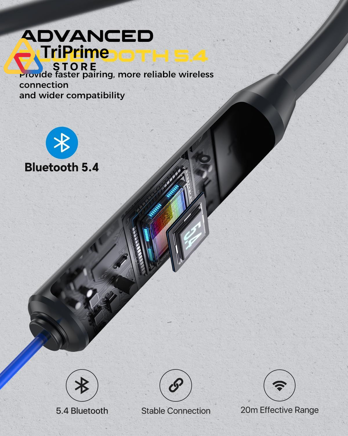 MIPEACE Bluetooth Earplug Headphones, Neckband Standard, Blue & Orange