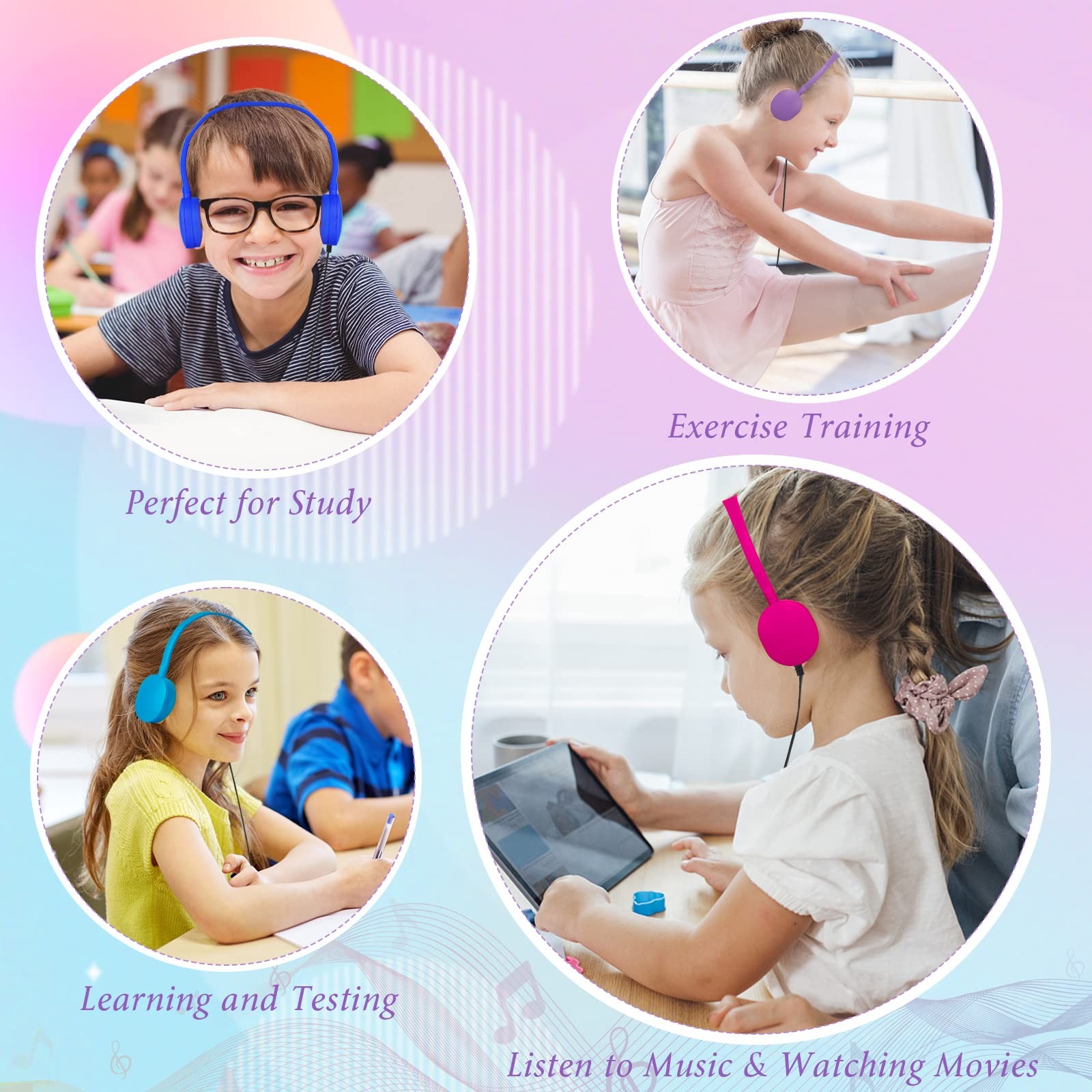 Headphones for Kids School Classroom Bulk 10 Pack Multi Colored,Wired Adjusta…