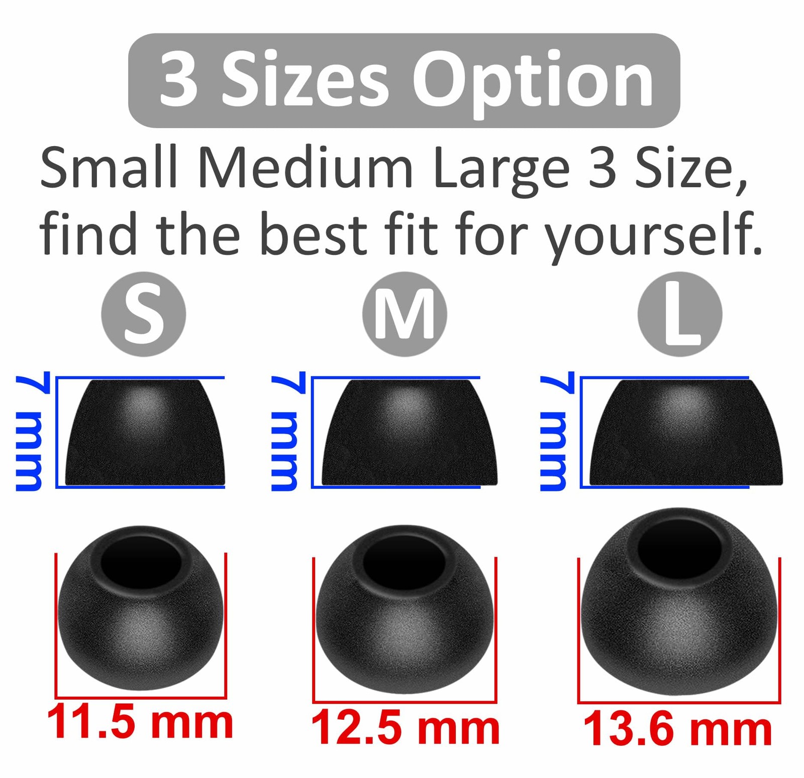 for Soundcore Sport X20 Memory Foam Ear Tips, 6 Pairs Replacement S/M/L No Silic