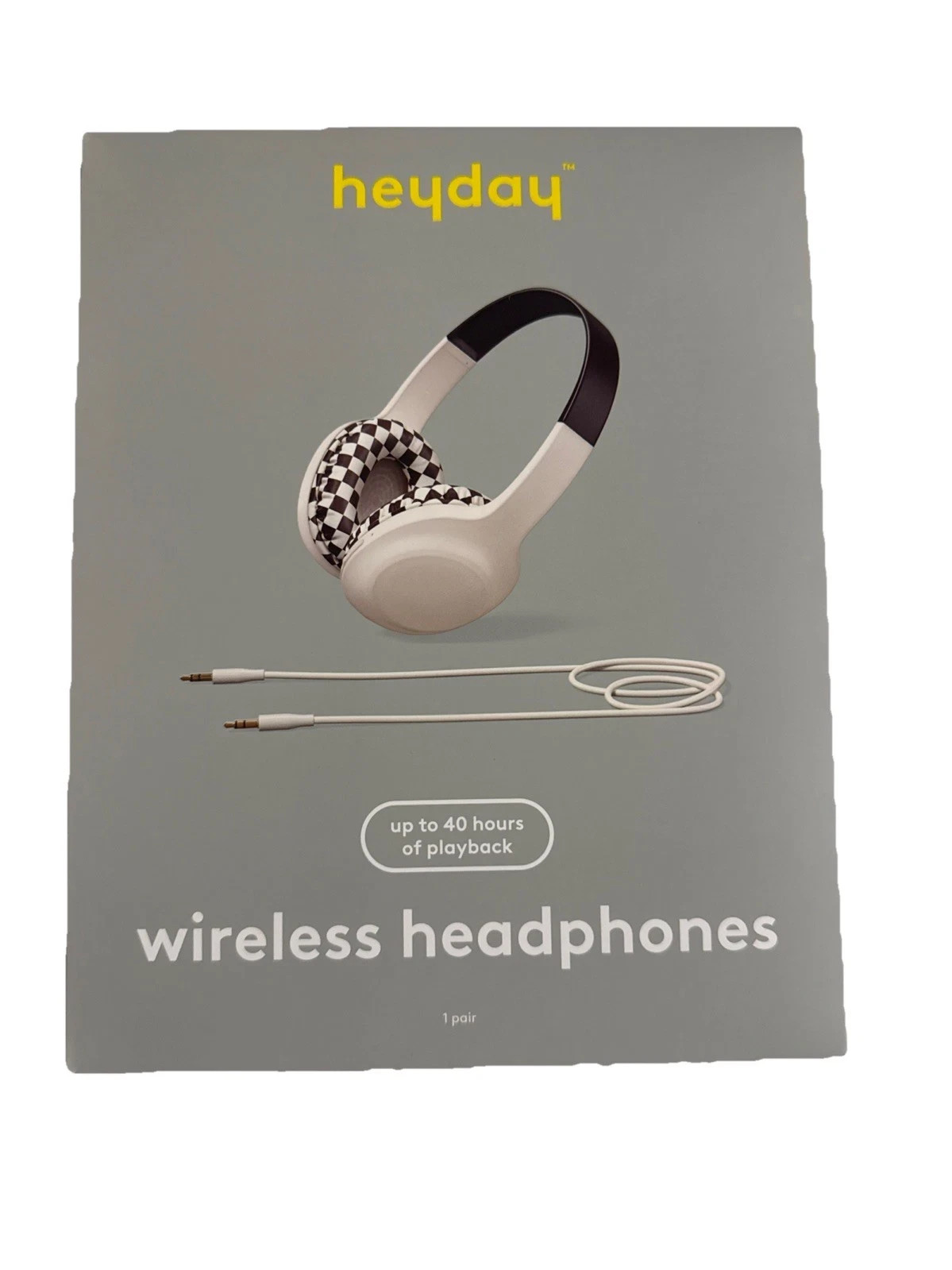 Heyday Wireless On-Ear Headphones with Microphone – Brown Checkered – New