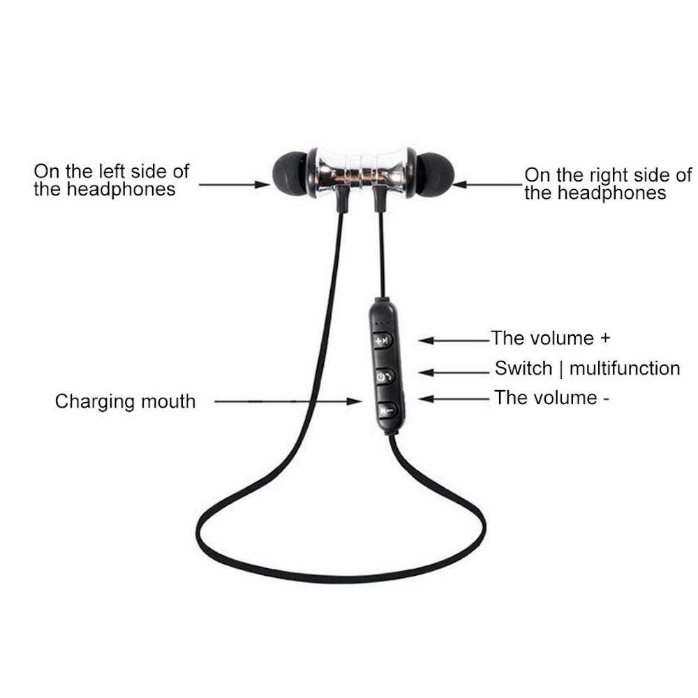 BLUETOOTH 4.2 HEADPHONES SPORT magnet stereo earphones headset mic rechargeable