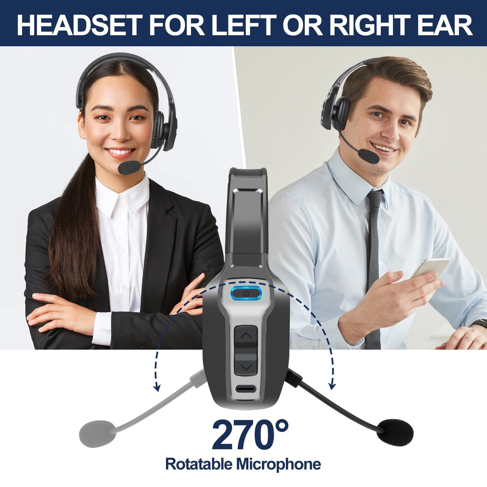 Trucker Wireless Mic Blue Parrot Bluetooth Noise Cancelling Headset Earpiece