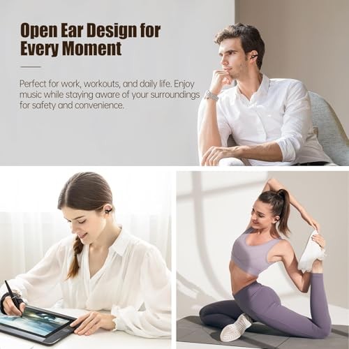 Open Ear Headphones, Bluetooth 5.4 Clip On Headphones, 40H Playtime BLACK