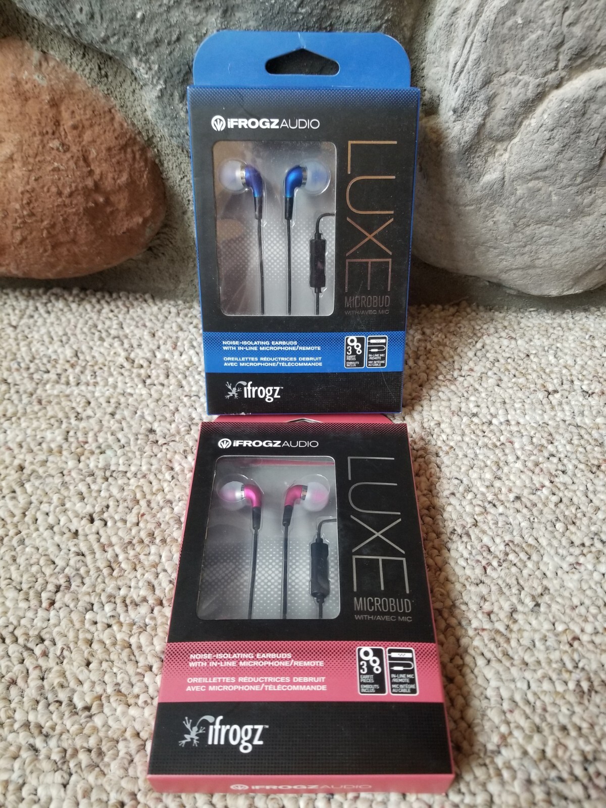 NEW iFROGZ Audio Luxe Microbud Noise Isolating Earbuds In-Line Microphone 2 Pair
