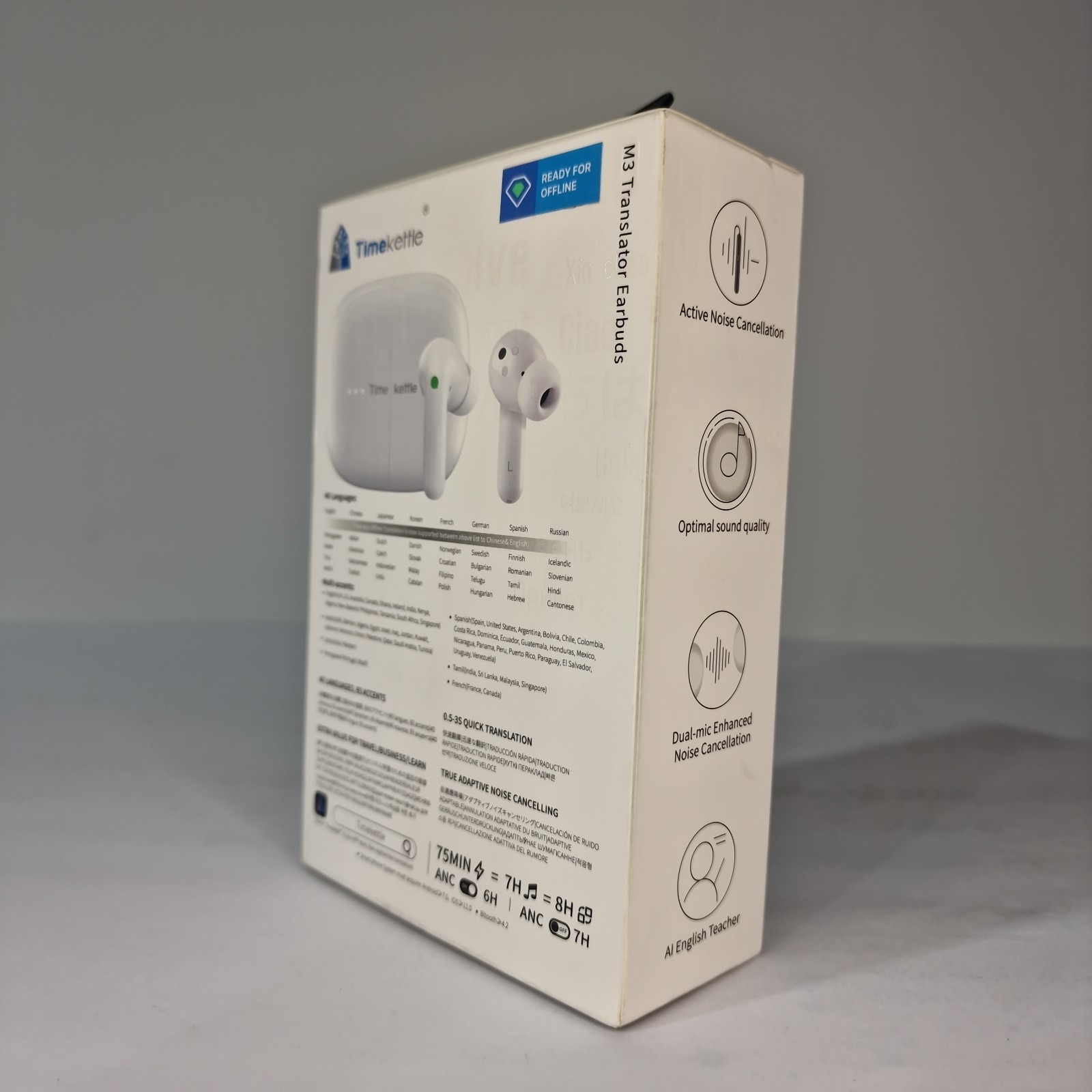 Timekettele Wireless M3 Translator Earbuds W/Charging Case-phone Calls~Music