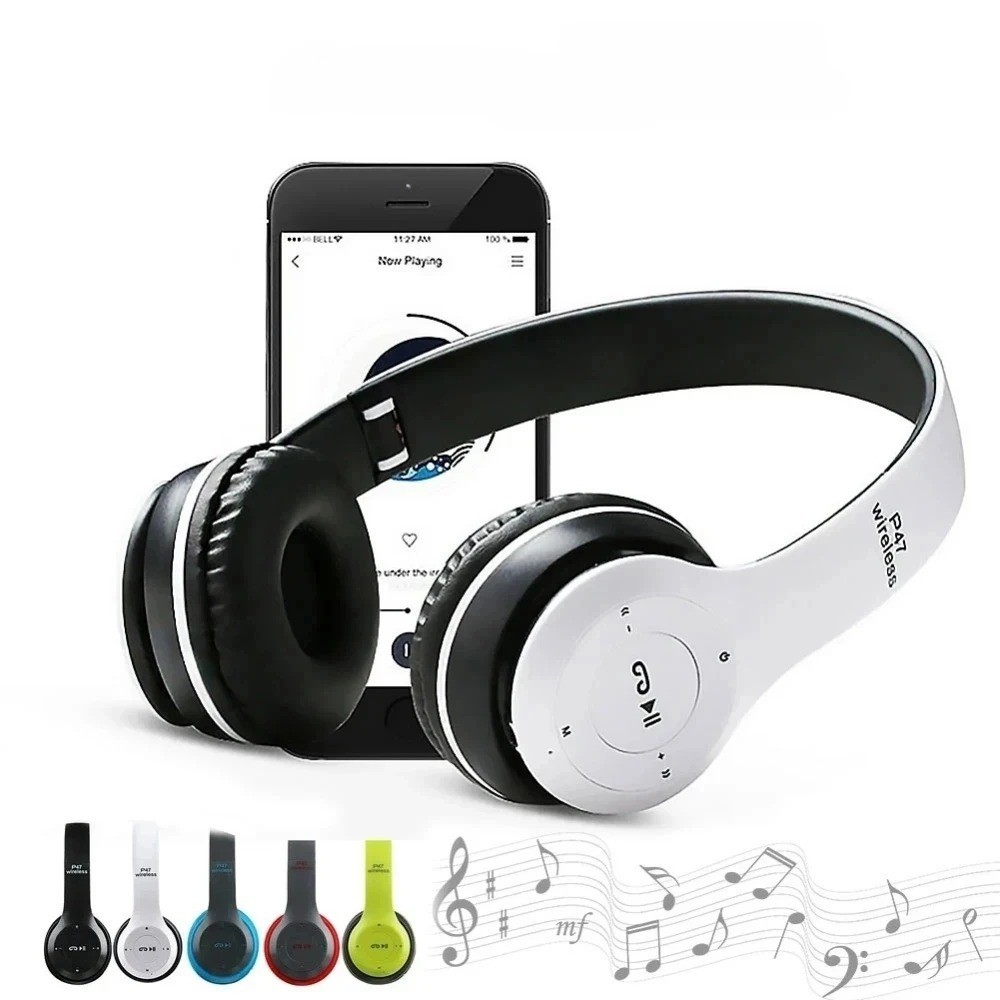 P47 Wireless Headphones Bluetooth 5.0 Earphones Foldable HIFI Stereo Bass for Mu
