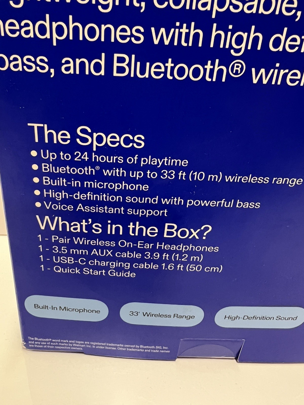 Onn High Definition On-Ear Headphones Wireless Or Wired With Built In Microphone