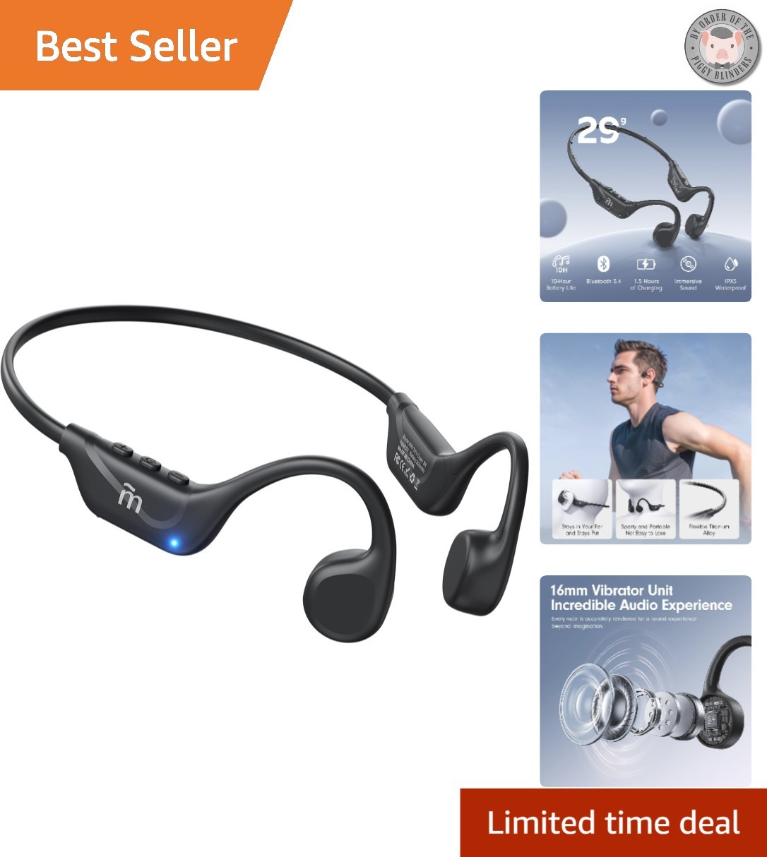 Open Ear Bone Conduction Headphones with Mic – Wireless & Waterproof for Running