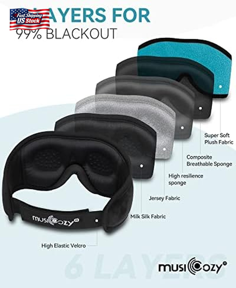 MUSICOZY Sleep Headphones Bluetooth 5.2 Headband Sleeping Headphones Sleep Mask,