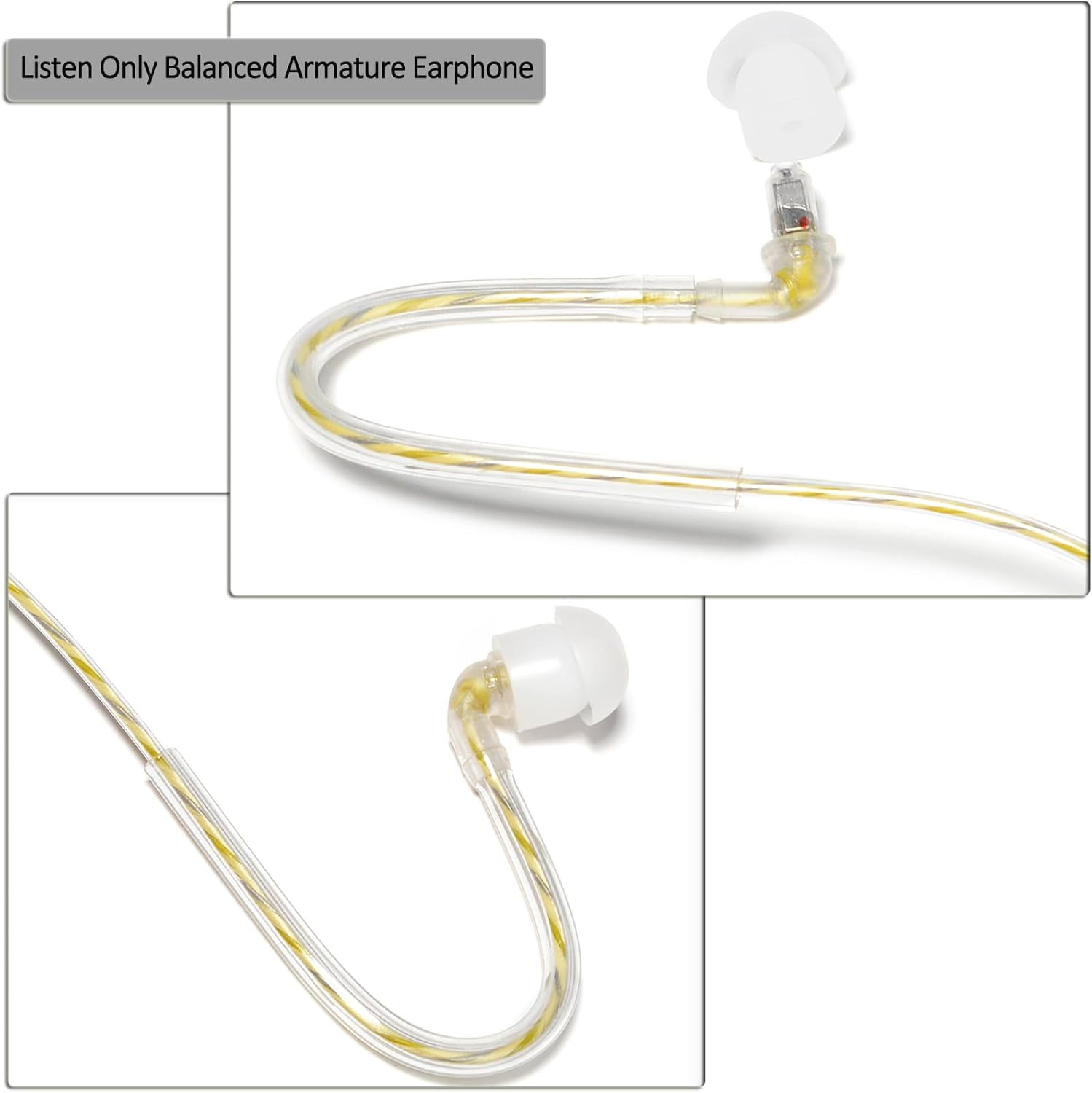 Surveillance Listen Only Balanced Armature 3.5mm Earphone, Soft in-Ear Dynamic S