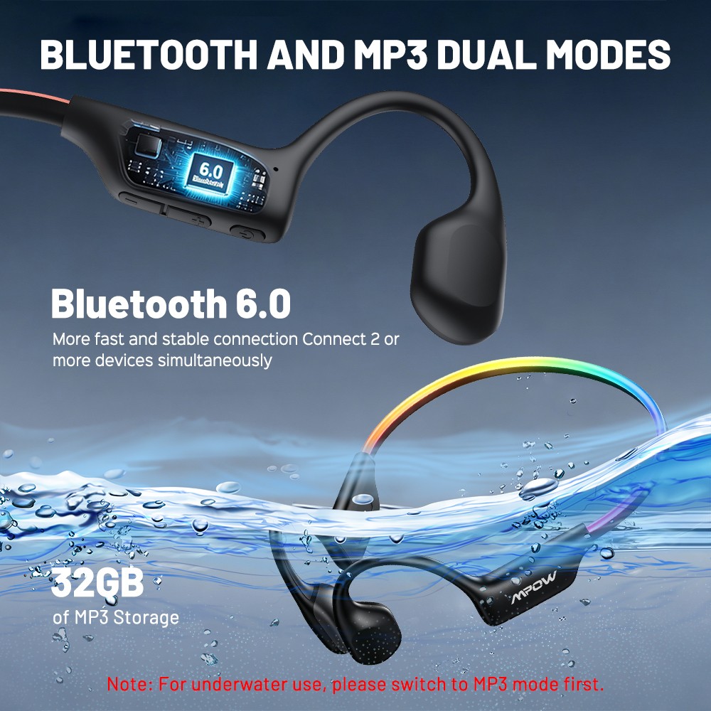 Mpow Bone Conduction Headphones,Open Ear Sports Headphones with Mic for Workouts