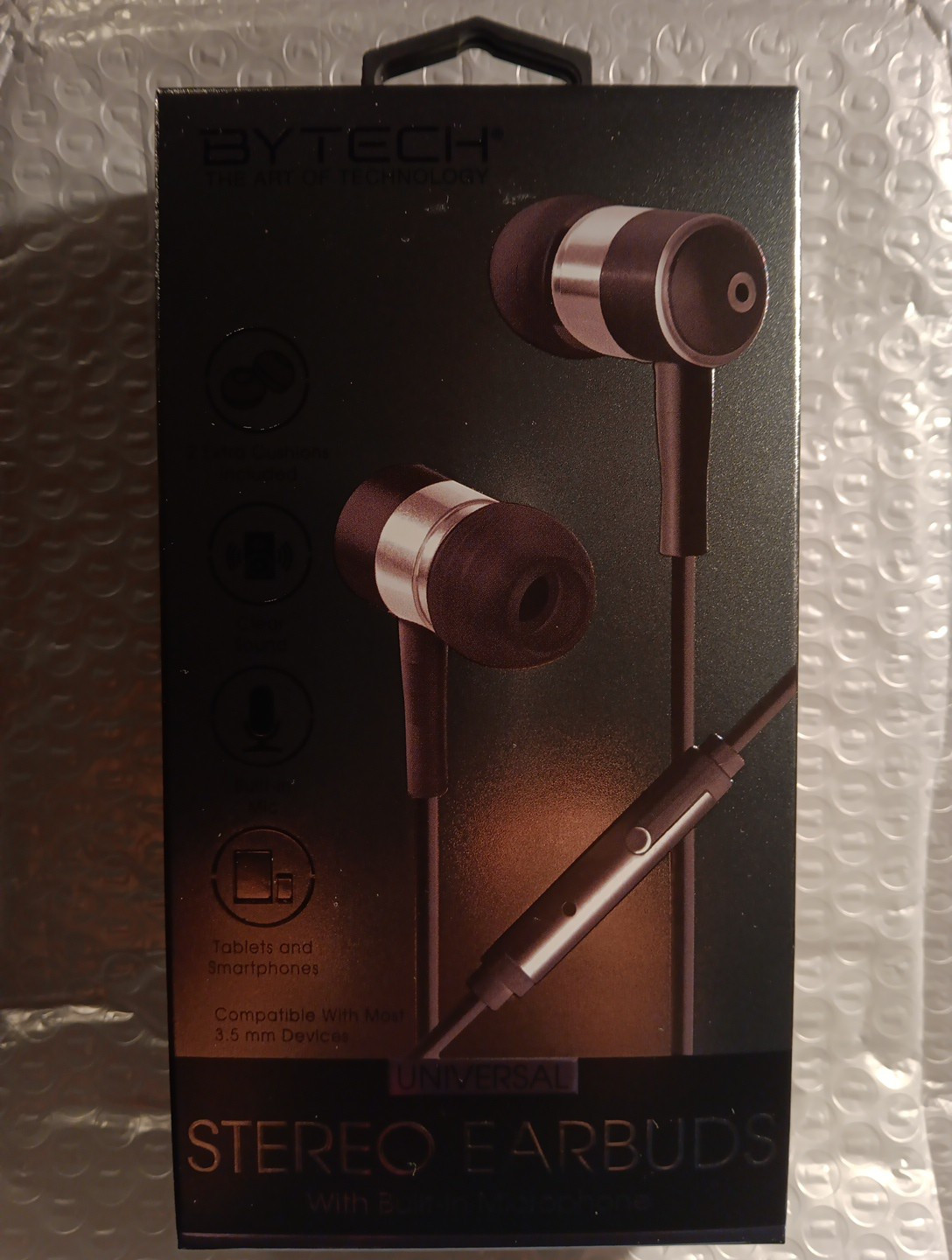 BYTECH Universal Stereo Earbuds W/Built-in Microphone for Tablets and Smartphone
