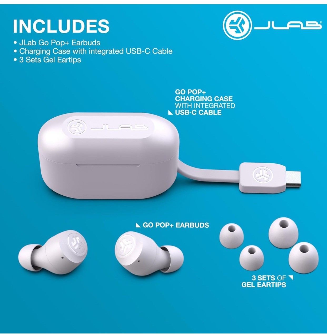 JLab GO Air POP True Wireless In-Ear Headphones-35+ Hour Playtime Earbuds.