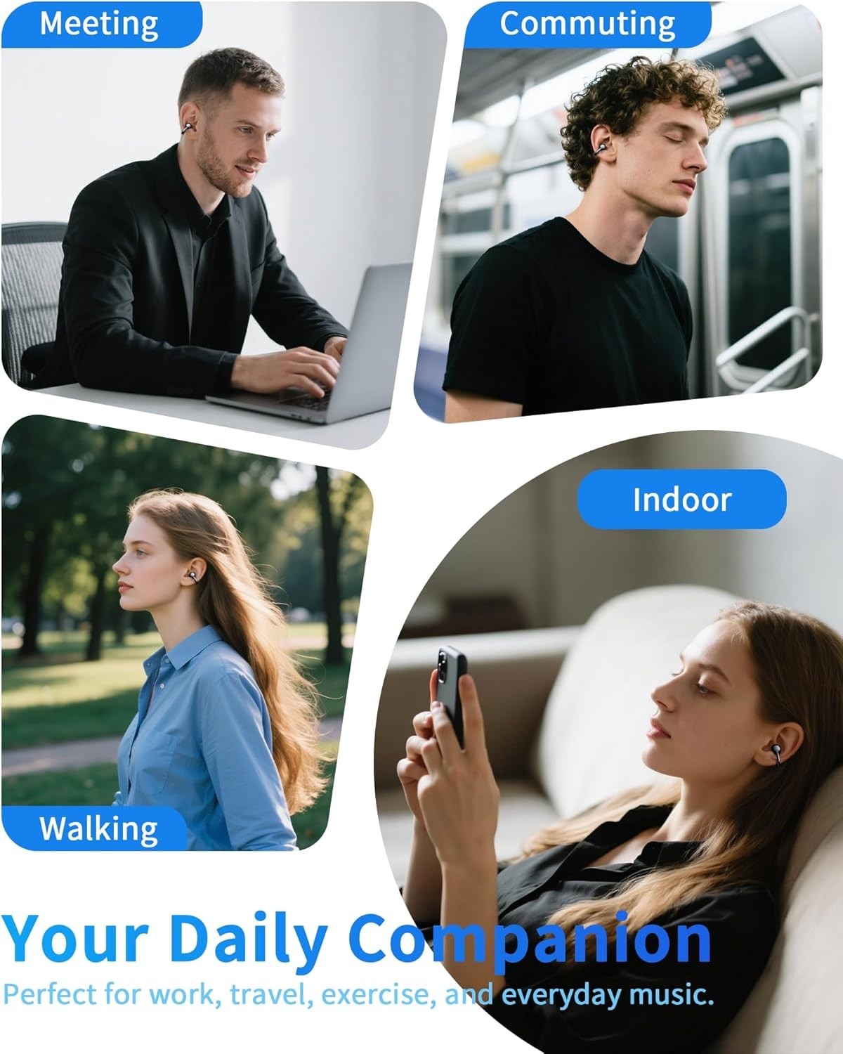 KT01 Pro Clip-on Earbuds, Open Wireless Bluetooth Headphones with Mic for Work