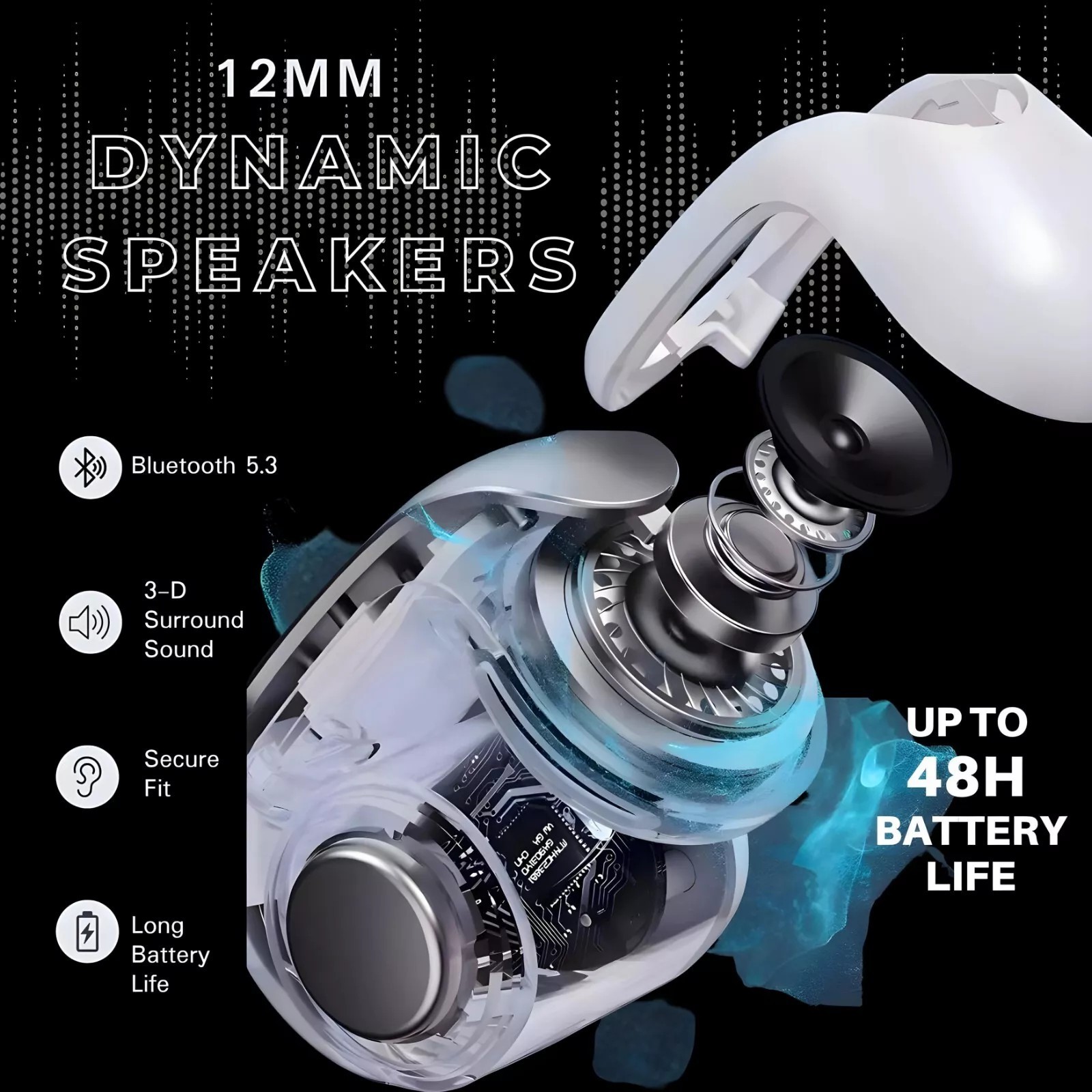 Ultra Open Earbuds True Wireless Open Earbuds – Black White USA