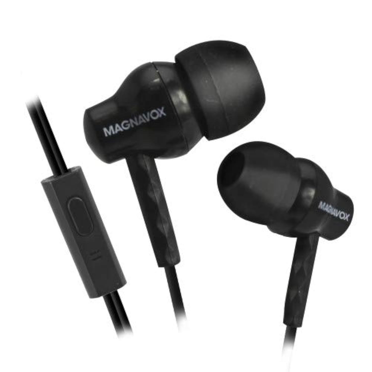 Magnavox MHP4851-BK Ear Buds with Microphone in ONE SIZE FITS ALL, Black