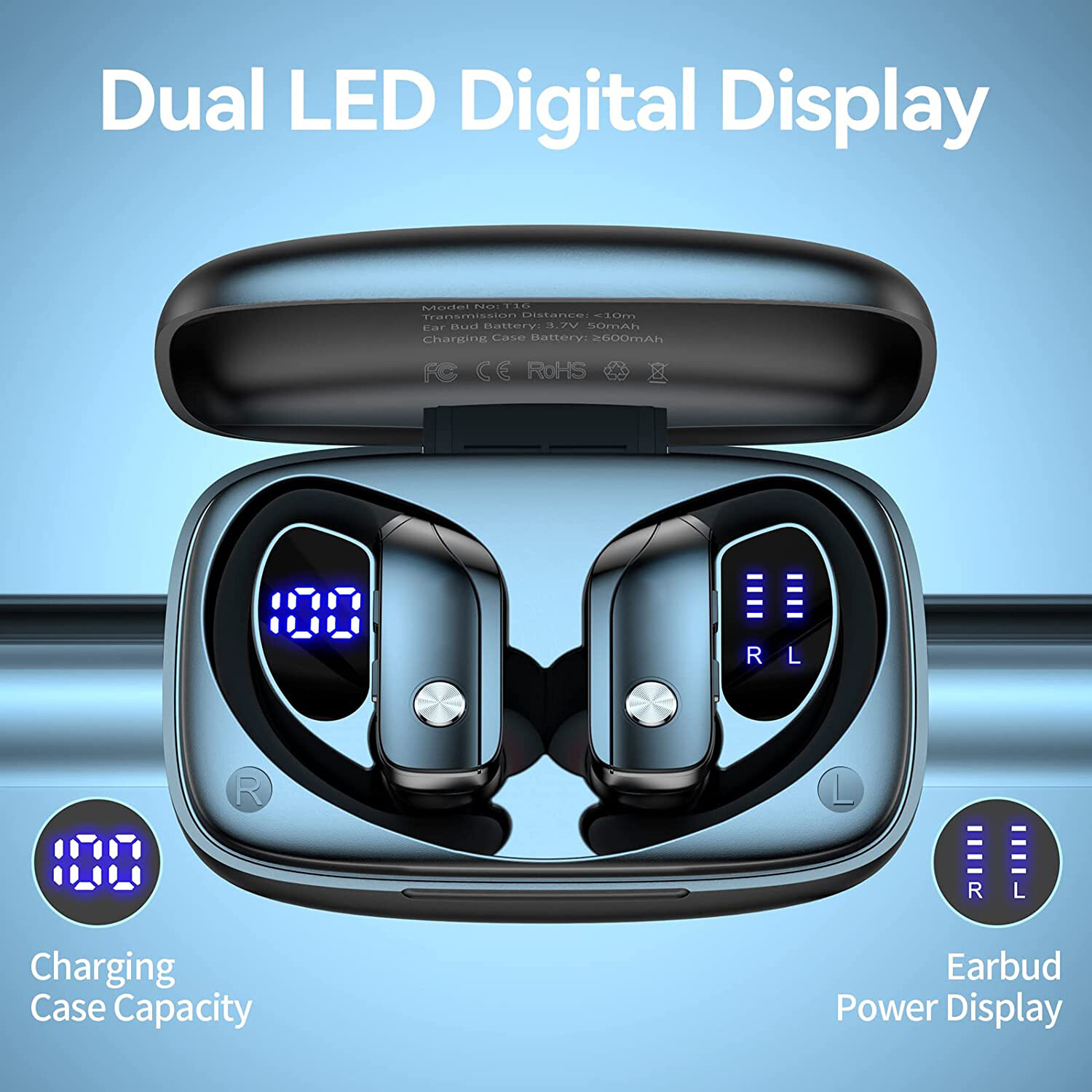 Bluetooth 5.3 Headset TWS Wireless Earphones Earbuds Stereo Headphones Ear Hook