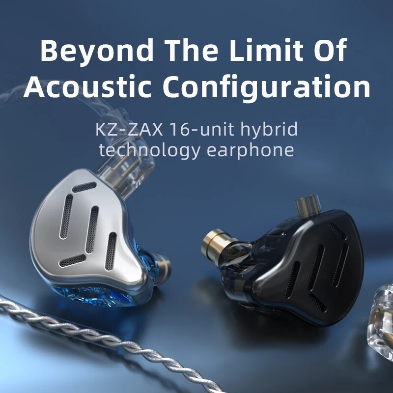 KZ ZAX 1DD+7BA 16 Units Hybrid Technology Noise Cancelling HIFI Dynamic Earphone