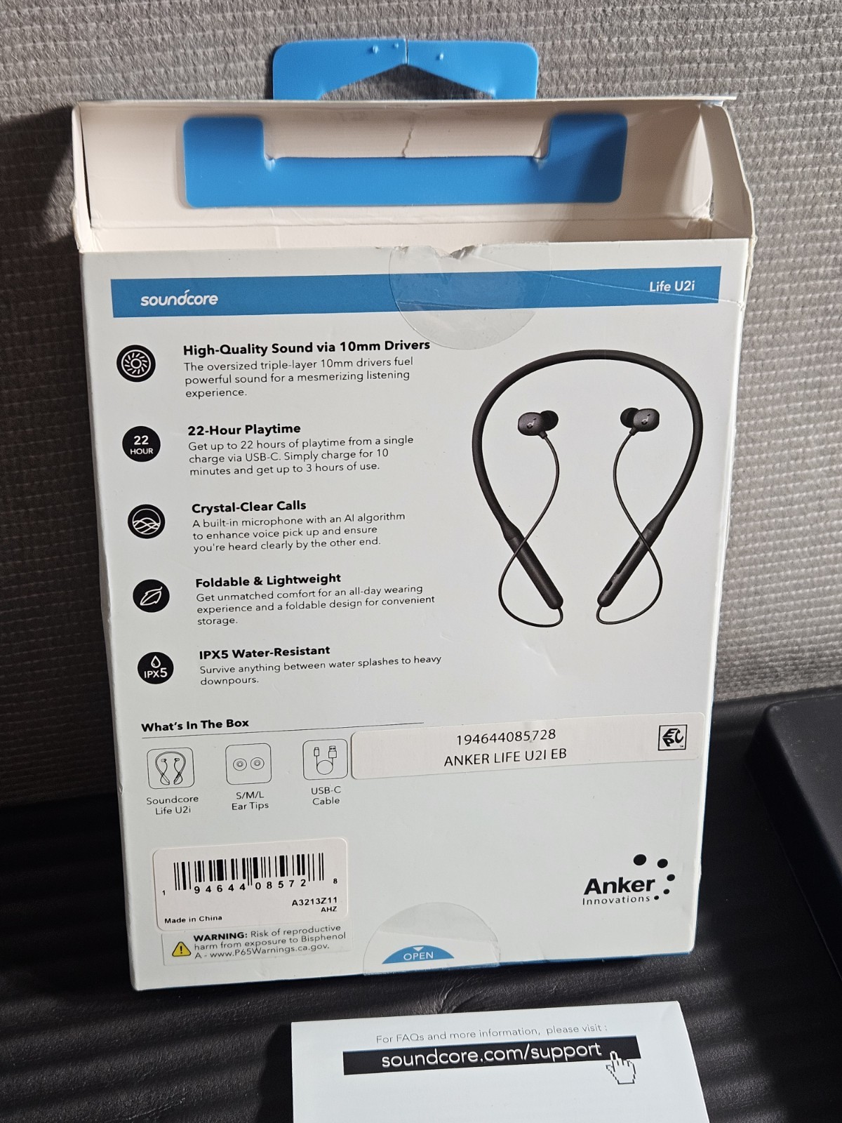Soundcore Life U2i Wireless Headphones Bluetooth BOX ONLY! NO HEADSET JUST BOX