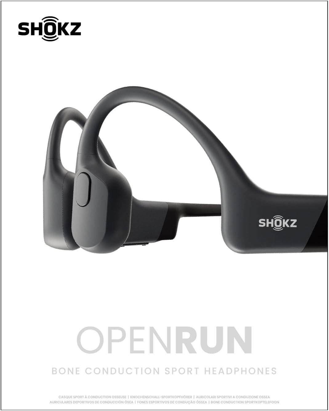 Shokz OpenRun Wireless Bone Conduction Sport Headphones – Black (S803) NIB