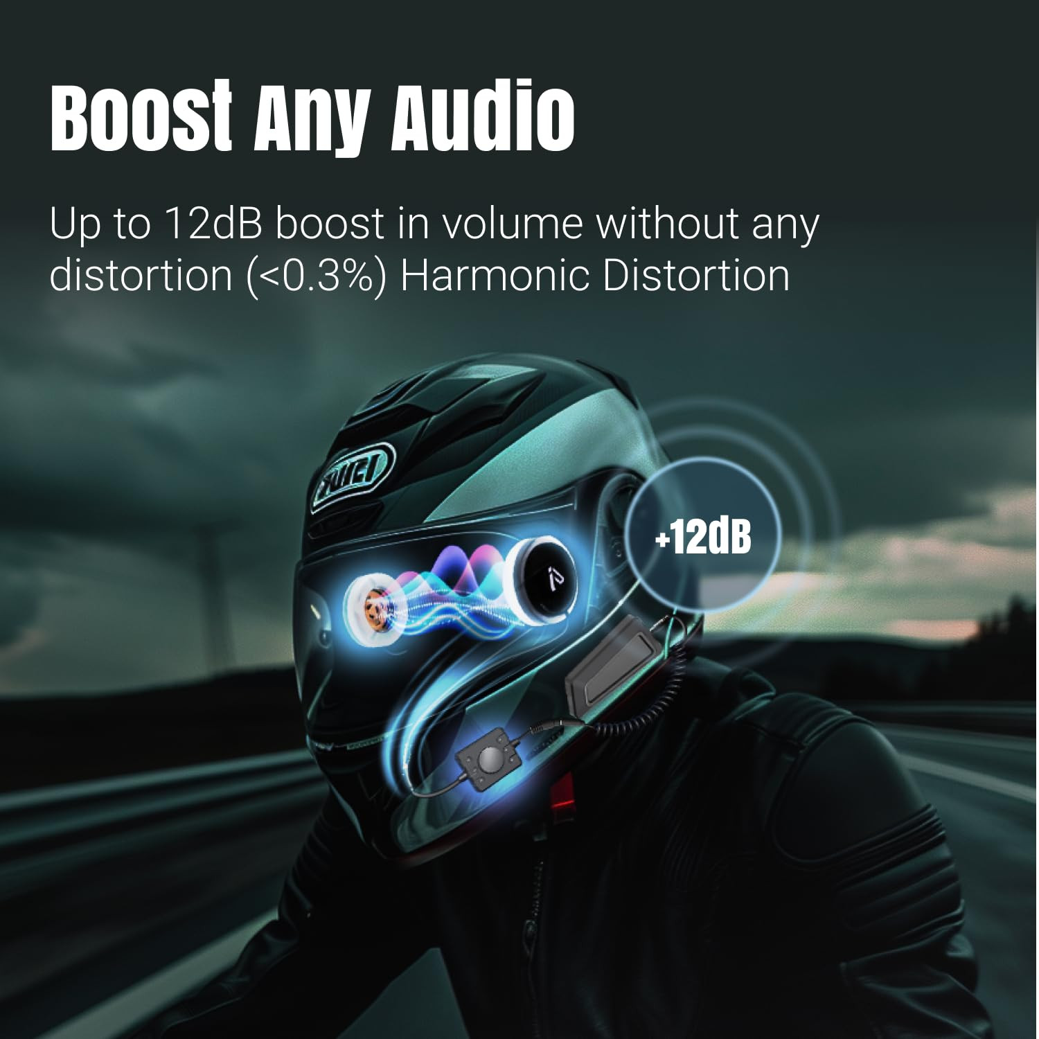 IASUS EAR3H-MK2 Helmet Audio Amplifier 12Db Volume Boost – 3.5Mm Input and Outpu